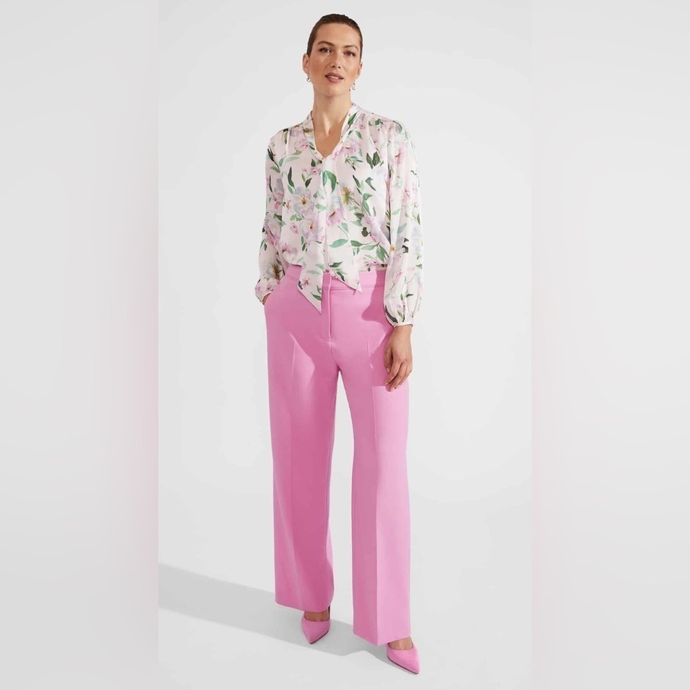 NWT Hobbs London Felicity Trouser Pink Wide Leg Pants Size 16